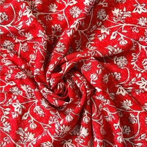 5.47 Yards of Floral Red Print Soft Rayon Fabric